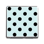 Polka Dots - Black on Light Cyan Memory Card Reader (Square)