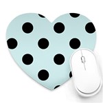 Polka Dots - Black on Light Cyan Heart Mousepad