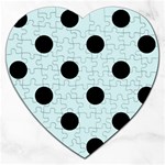 Polka Dots - Black on Light Cyan Jigsaw Puzzle (Heart)