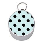 Polka Dots - Black on Light Cyan Silver Compass (Mini)