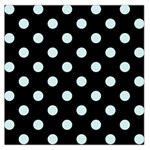 Polka Dots - Light Cyan on Black Large Satin Scarf (Square)
