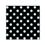 Polka Dots - Light Cyan on Black Small Satin Scarf  (Square)