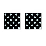 Polka Dots - Light Cyan on Black Cufflinks (Square)