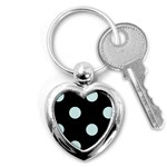 Polka Dots - Light Cyan on Black Key Chain (Heart)
