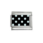 Polka Dots - Light Cyan on Black Italian Charm (9mm)