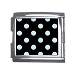 Polka Dots - Light Cyan on Black Mega Link Italian Charm (18mm)