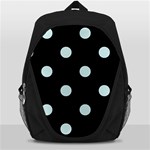 Polka Dots - Light Cyan on Black Backpack Bag