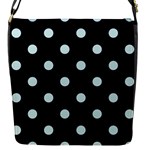Polka Dots - Light Cyan on Black Flap Closure Messenger Bag (S)