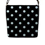 Polka Dots - Light Cyan on Black Flap Closure Messenger Bag (L)