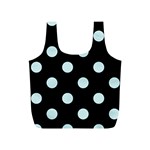 Polka Dots - Light Cyan on Black Full Print Recycle Bag (S)