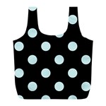 Polka Dots - Light Cyan on Black Full Print Recycle Bag (L)