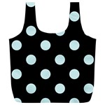Polka Dots - Light Cyan on Black Full Print Recycle Bag (XL)