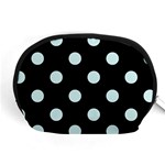 Polka Dots - Light Cyan on Black Accessory Pouch (Medium)