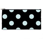 Polka Dots - Light Cyan on Black Pencil Case