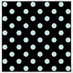 Polka Dots - Light Cyan on Black Canvas 16  x 16 