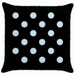 Polka Dots - Light Cyan on Black Throw Pillow Case (Black)