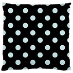 Polka Dots - Light Cyan on Black Large Cushion Case (One Side)