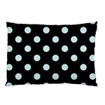 Polka Dots - Light Cyan on Black Pillow Case (Two Sides)