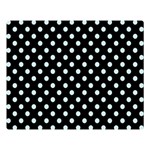Polka Dots - Light Cyan on Black Double Sided Flano Blanket (Large)