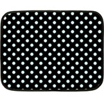 Polka Dots - Light Cyan on Black Double Sided Fleece Blanket (Mini)