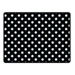 Polka Dots - Light Cyan on Black Fleece Blanket (Small) (One Side)