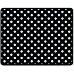 Polka Dots - Light Cyan on Black Double Sided Fleece Blanket (Medium) (Two Sides)