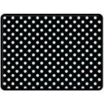 Polka Dots - Light Cyan on Black Double Sided Fleece Blanket (Large) (Two Sides)