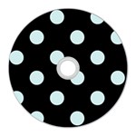 Polka Dots - Light Cyan on Black CD Wall Clock