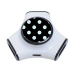 Polka Dots - Light Cyan on Black Portable USB Hub (One Side)
