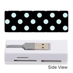 Polka Dots - Light Cyan on Black Memory Card Reader (Stick)
