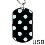 Polka Dots - Light Cyan on Black Dog Tag USB Flash (Two Sides)