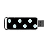 Polka Dots - Light Cyan on Black Portable USB Flash (One Side)