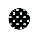 Polka Dots - Light Cyan on Black Hat Clip Ball Marker (10 pack)