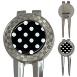Polka Dots - Light Cyan on Black 3-in-1 Golf Divot