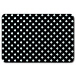 Polka Dots - Light Cyan on Black Large Doormat