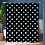 Polka Dots - Light Cyan on Black Shower Curtain 60  x 72  (Medium)