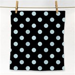 Polka Dots - Light Cyan on Black Face Towel
