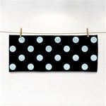 Polka Dots - Light Cyan on Black Hand Towel