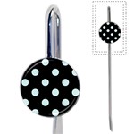 Polka Dots - Light Cyan on Black Book Mark