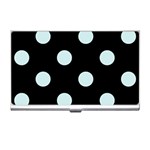 Polka Dots - Light Cyan on Black Business Card Holder