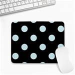 Polka Dots - Light Cyan on Black Small Mousepad