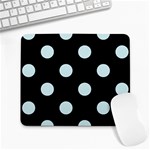 Polka Dots - Light Cyan on Black Large Mousepad