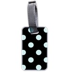 Polka Dots - Light Cyan on Black Luggage Tag (Two Sides)