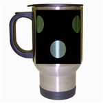 Polka Dots - Light Cyan on Black Travel Mug (Silver Gray)