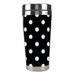 Polka Dots - Light Cyan on Black Stainless Steel Travel Tumbler