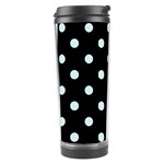 Polka Dots - Light Cyan on Black Travel Tumbler