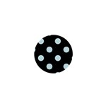 Polka Dots - Light Cyan on Black 1  Mini Magnet
