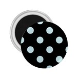 Polka Dots - Light Cyan on Black 2.25  Magnet