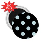 Polka Dots - Light Cyan on Black 2.25  Magnet (100 pack)