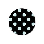 Polka Dots - Light Cyan on Black Magnet 3  (Round)